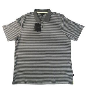 Ted Baker Polo Shirt Men Size 5 (XL) Gray Grey Striped Short Sleeve $120 NWT New